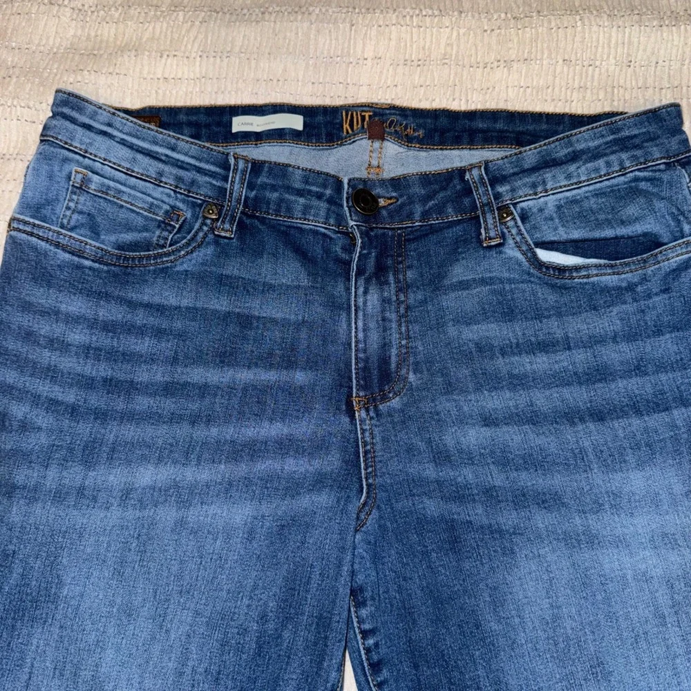 KUT from the Kloth Carrie Boyfriend Jeans‎ Medium Wash Blue Denim Size 14